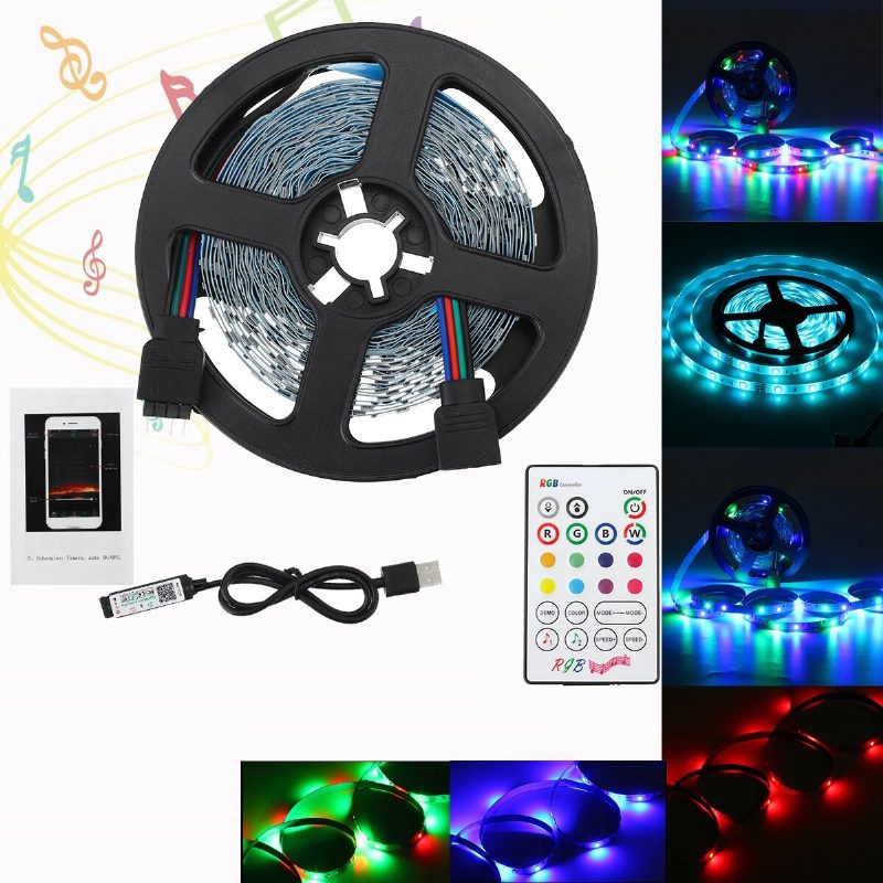 1m/2m/3m/4m/5m Bluetooth App 3528smd Rgb Usb Led Szalaglámpa Beltéri Szalagos Lámpa + Távirányító