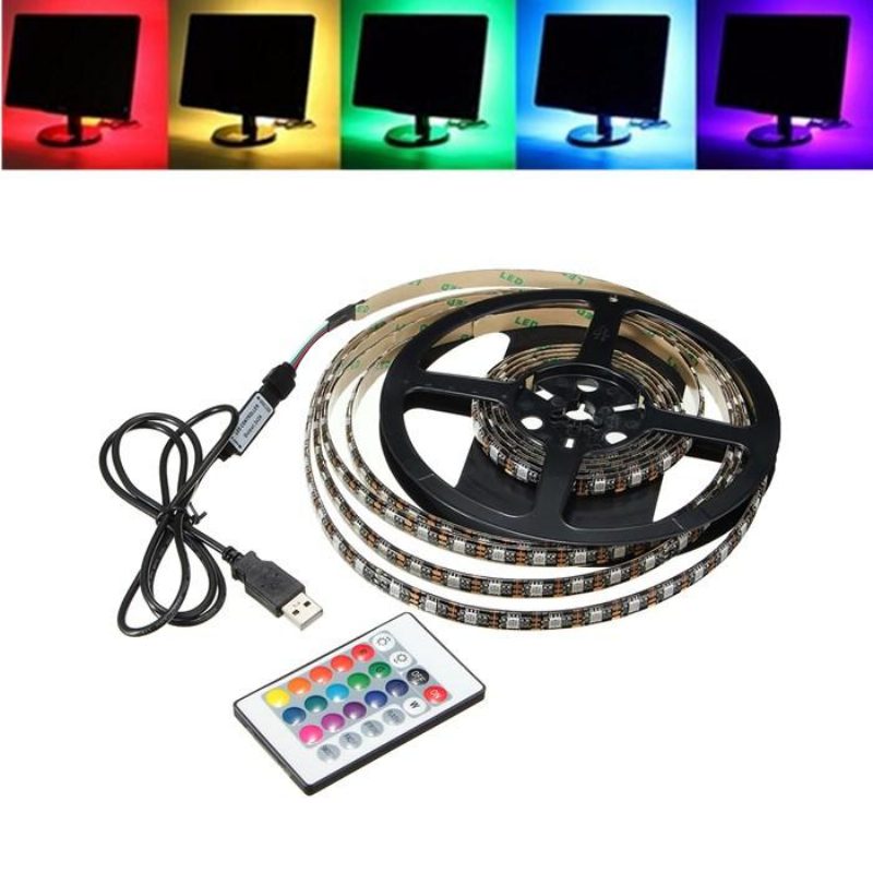 1m 2m 3m 4m Vízálló 5050 Rgb Led Usb Szalagfény Tv Háttérvilágítású Készlet + 24 Gombos Távirányító