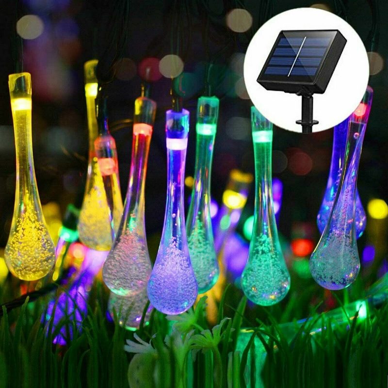 20m 200 Led Solar Water Drop Fairy String Light Garden Party Karácsonyi Dekoráció