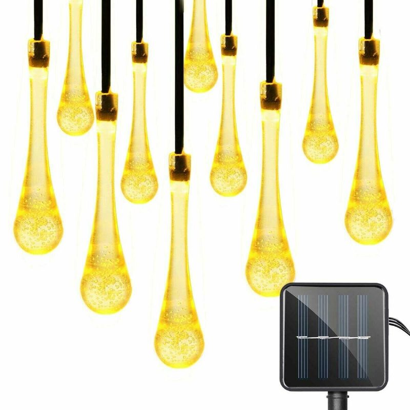 20m 200 Led Solar Water Drop Fairy String Light Garden Party Karácsonyi Dekoráció