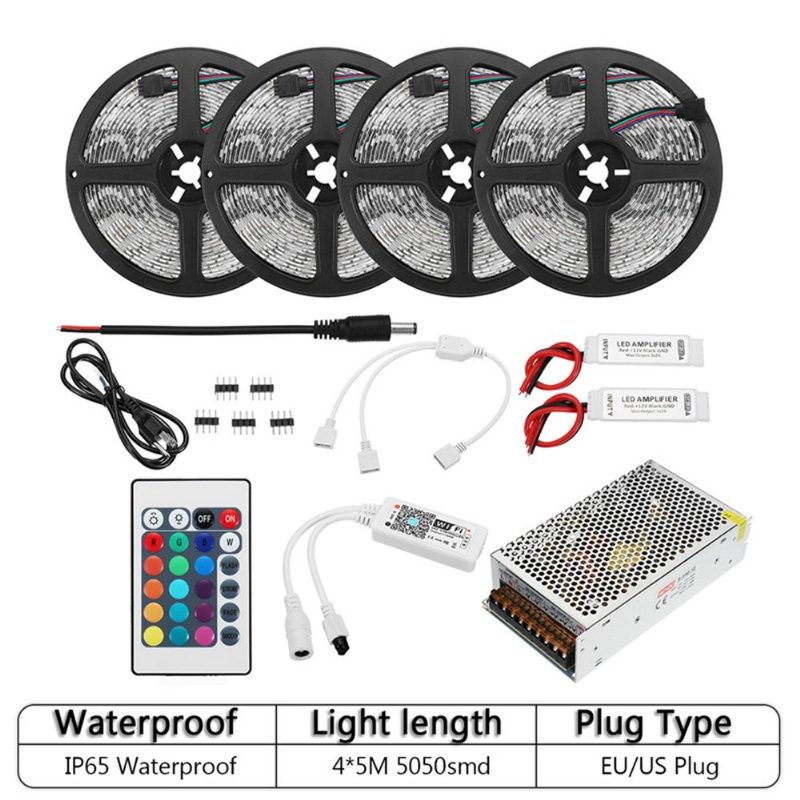 20m Vízálló Smd5050 240w Intelligens Wifi App Vezérlő Led Szalaglámpa Készlet Alexa Ac110-240v Karácsonyi Dekorációkkal Fényekkel