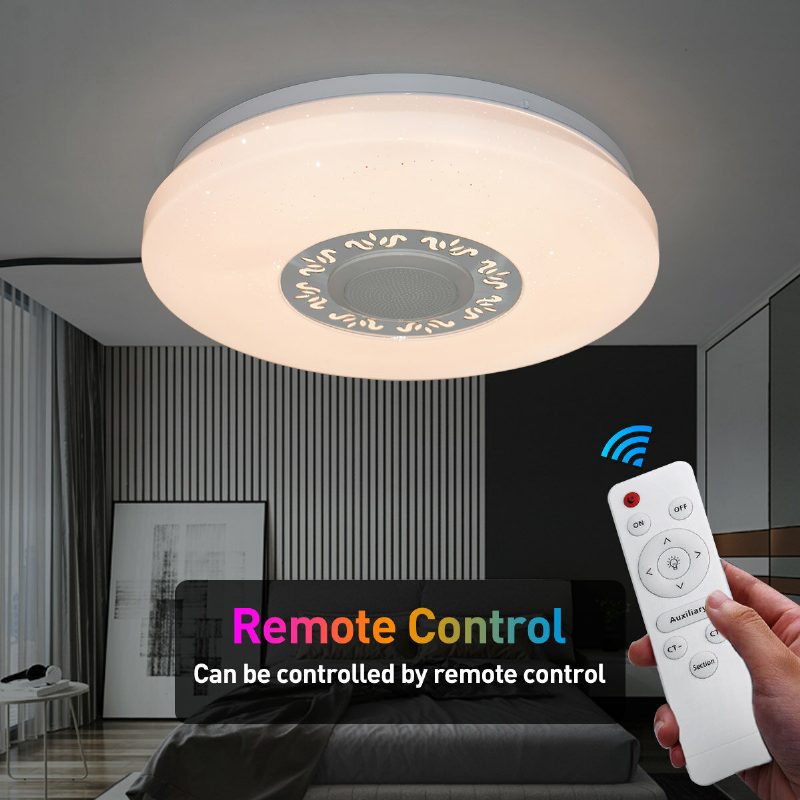 34cm Rgb Led Zene Mennyezeti Lámpák Otthoni Világítás App Bluetooth Fény Hálószoba Intelligens Lámpa + Távirányító