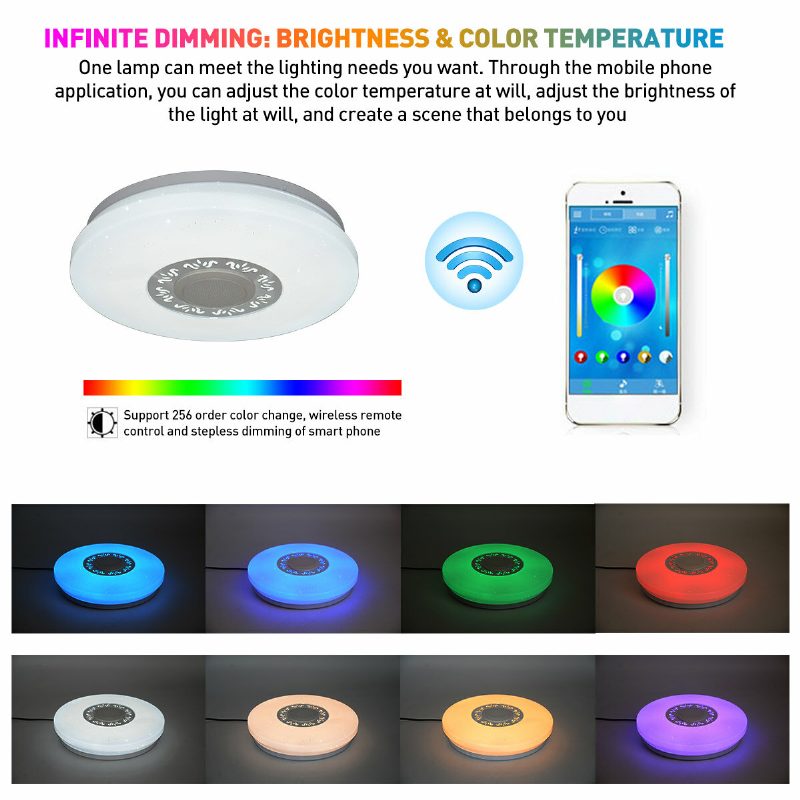 34cm Rgb Led Zene Mennyezeti Lámpák Otthoni Világítás App Bluetooth Fény Hálószoba Intelligens Lámpa + Távirányító