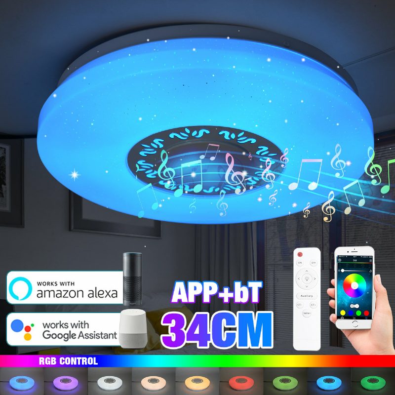 34cm Rgb Led Zene Mennyezeti Lámpák Otthoni Világítás App Bluetooth Fény Hálószoba Intelligens Lámpa + Távirányító