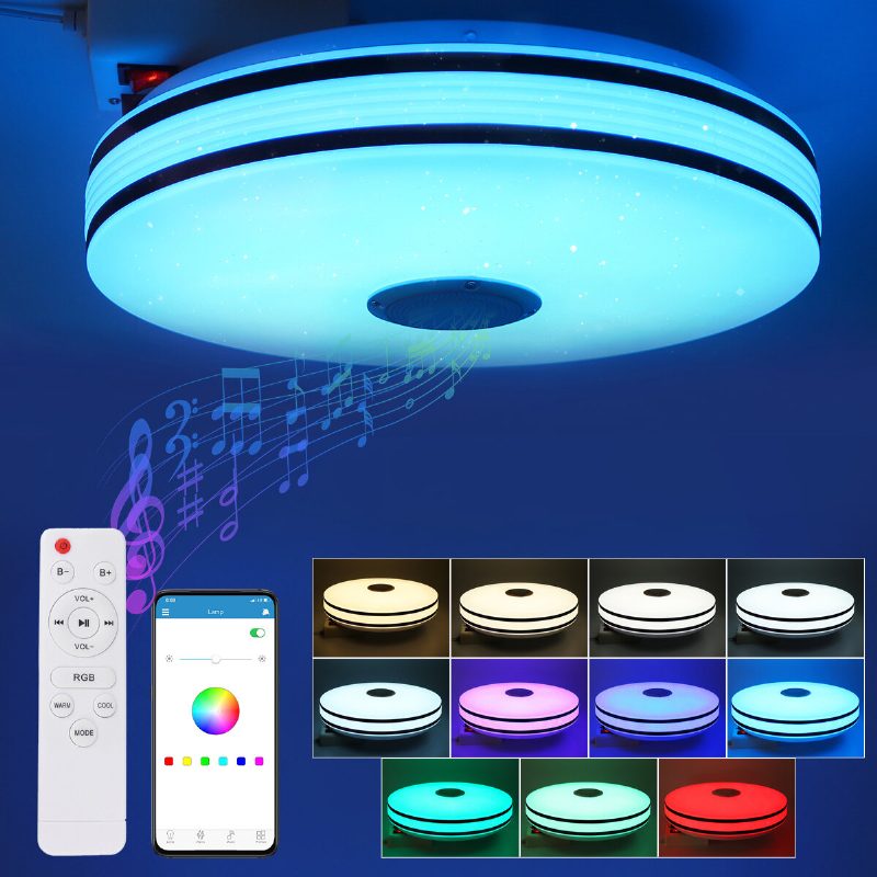 36/60w 220v/110-220v Szabályozható Bluetooth Wifi Led Okos Mennyezeti Lámpa 256 Rgb Zenei Hangszóró App Távirányító