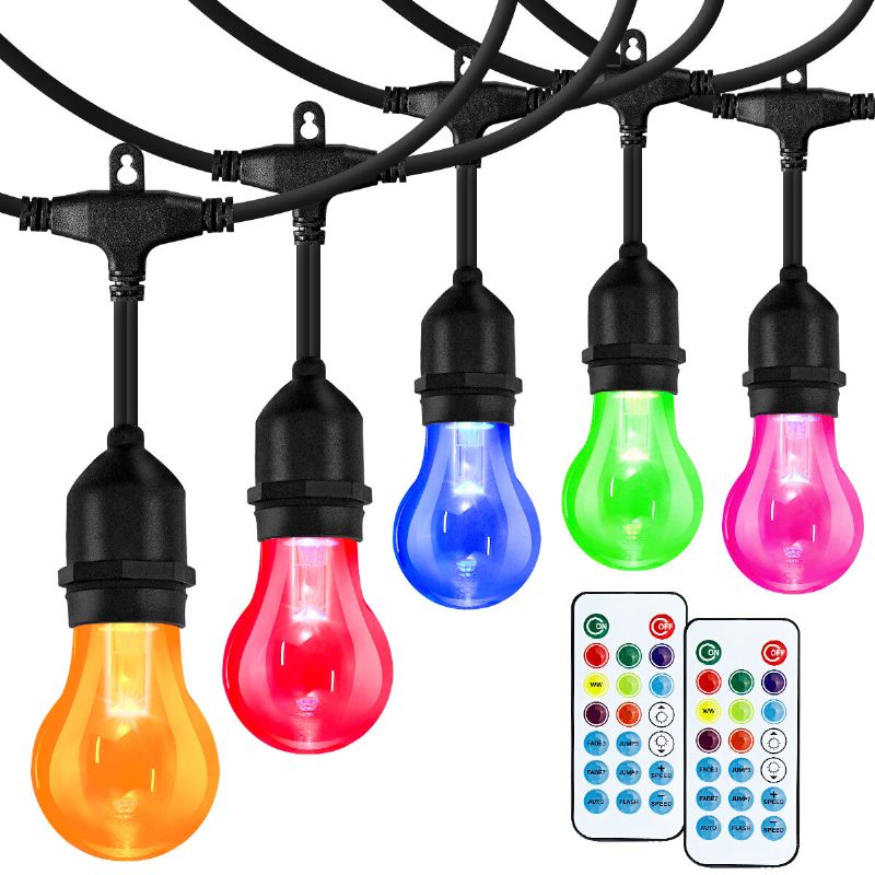 48ft Elfeland Távirányítós Rgb Fényfüzér Átjáró Világítás 15db Izzóval Us Plug Ac100-240v Vízálló Ip65