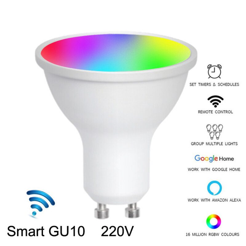 5 W Gu10 Rgb Wifi Smart Bulb App Control Hangvezérlés Működik A Google Assistant Alexa Segítségével