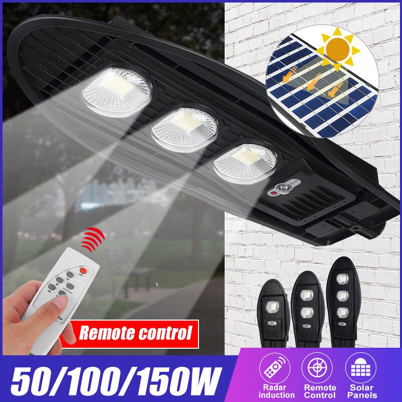 50/100/150 W Led Solar Motion Kültéri Utcai Fali Indukciós Lámpa Fény Kert