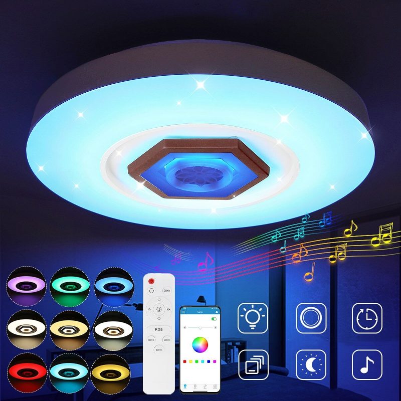 50 cm-es 220 V-os Led Rgb Zenei Mennyezeti Lámpa Intelligens Bluetooth App/távirányító