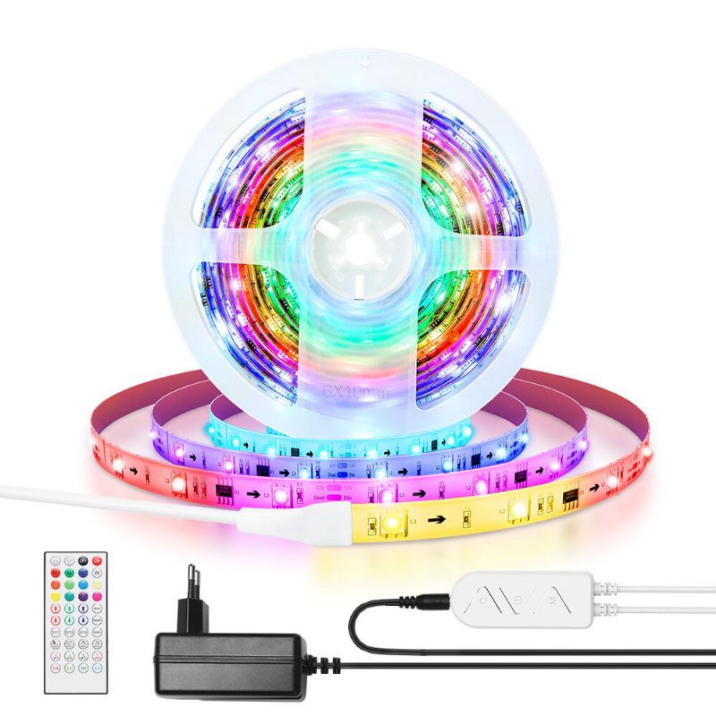 5m/10m Beépített Ic Intelligens Wi-fi Rgb Magic Led Strip Light+40 Keys Ir Távirányító Munkavégzés Alexa Google Assistant Karácsonyi Dekorációval Fények Kiürítése