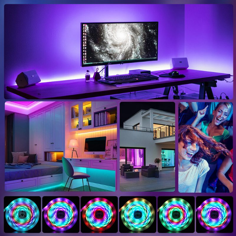 5m/10m Beépített Ic Intelligens Wi-fi Rgb Magic Led Strip Light+40 Keys Ir Távirányító Munkavégzés Alexa Google Assistant Karácsonyi Dekorációval Fények Kiürítése