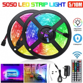 5m/2x5m Rgb Vízálló 5050 Led Szalaglámpa + 44 Kulcsos Távirányító + Us Dc12v Tápadapter Tv Otthoni Gardróbhoz