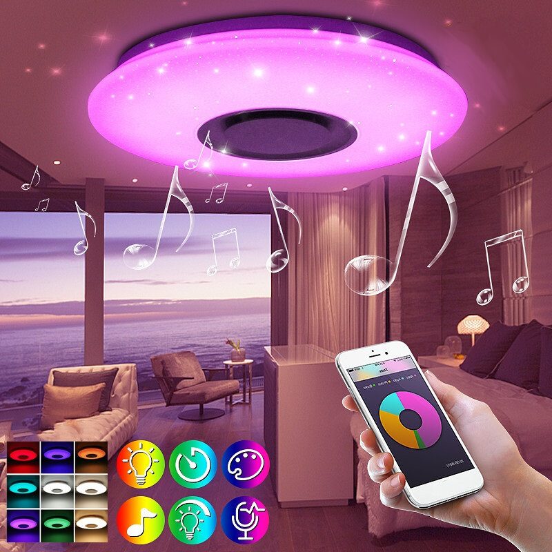 60w Ac220v 102led Csillagos Lámpaernyős Led Intelligens Mennyezeti Lámpa Bluetooth Zene App+távirányító