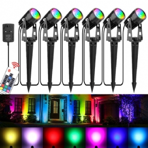 6db Rgb Led Kerti Tüskés Lámpák Kültéri Spotlámpák Táj Lámpa Távirányító