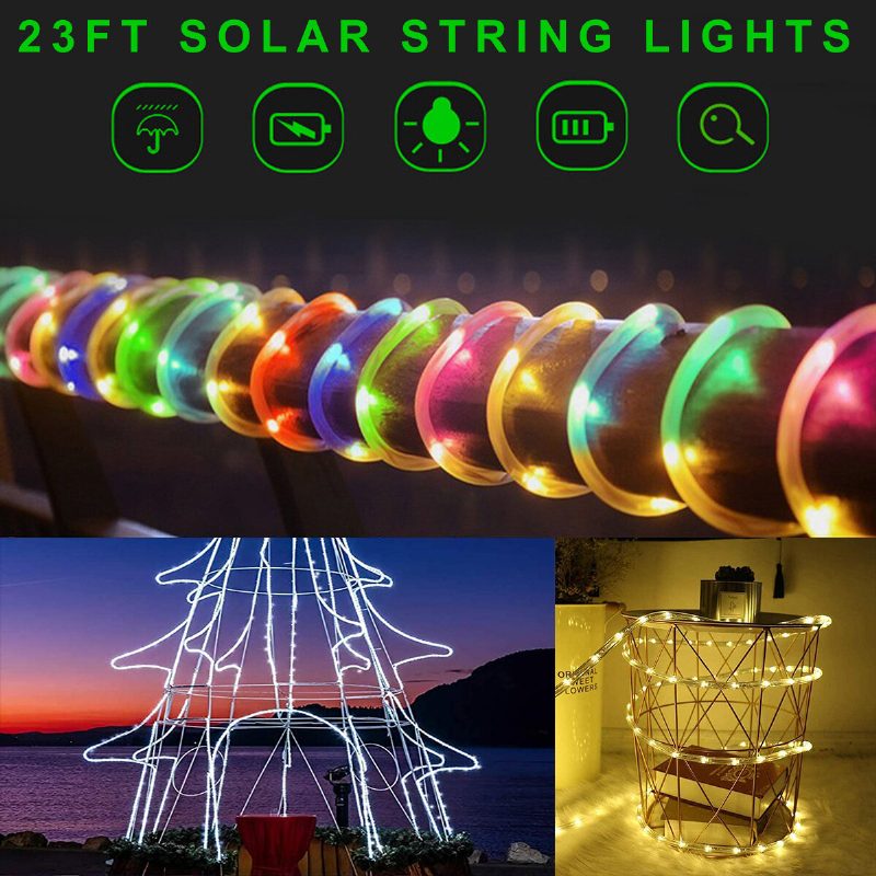 7m 50led Napelemes String Fairy Lights Vízálló Kültéri Kerti Esküvői Lámpa