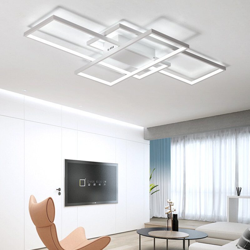 Ac110-120v Modern Minimalista Skandináv Stílusú Téglalap Alakú Led Mennyezeti Lámpa Hálószoba Nappali Étkező Fehér/fekete Ház Meleg Fény/fehér Fény/fokozatmentes Fényerő