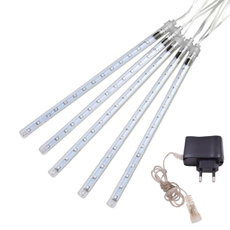 Ac110-240v 50cm Vízálló Ip65 180led Meteor Zuhany Eső 5 Tubus String Light Holiday Party Karácsonyi Kültéri Dekoráció