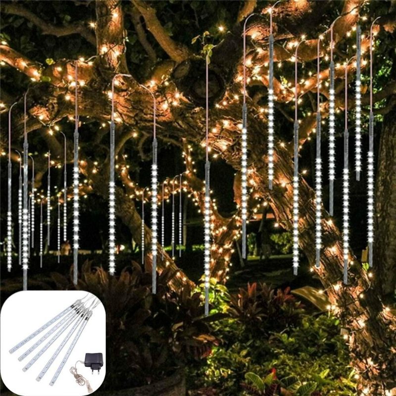 Ac110-240v 50cm Vízálló Ip65 180led Meteor Zuhany Eső 5 Tubus String Light Holiday Party Karácsonyi Kültéri Dekoráció