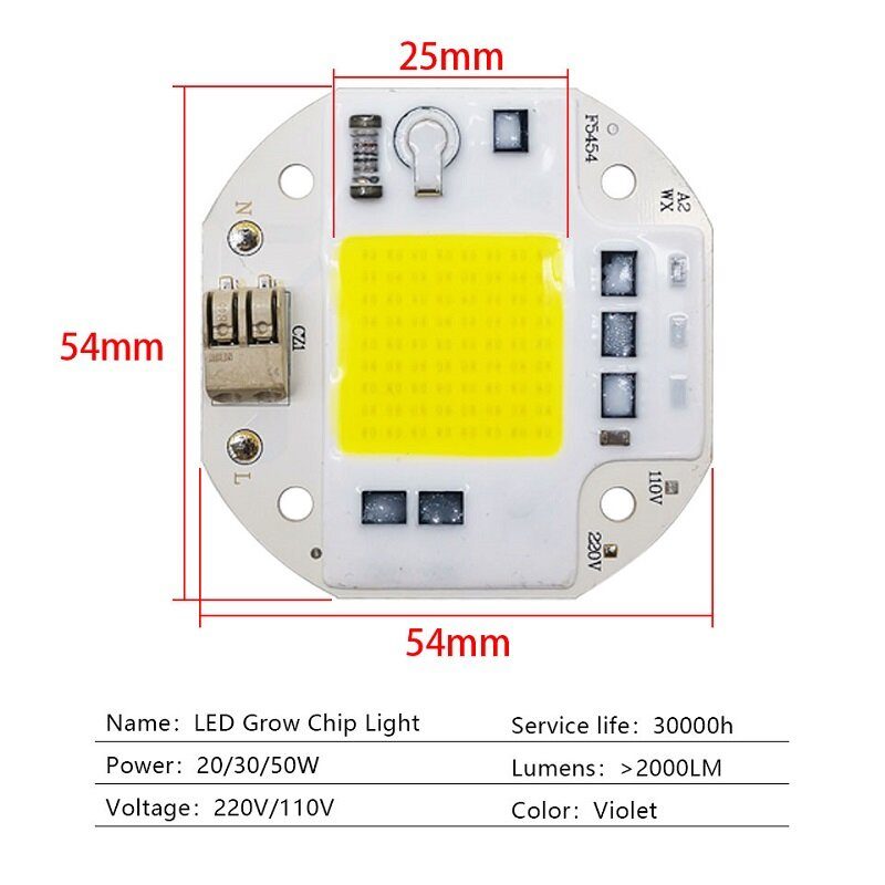 Ac110v/220v Cob Led Chip Növekedési Fényhez Teljes Spektrumú 380-780 Nm-es Növénypalánta Virág