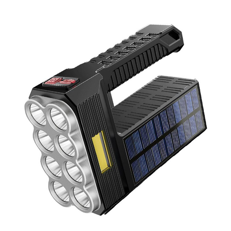 Bikight 8led+cob 4modes Szuperfényes Hordozható Napelemes Elemlámpa Usb Újratölthető Tápellátás Visszajelző Keresőlámpa Vízálló Erős Spotlámpa