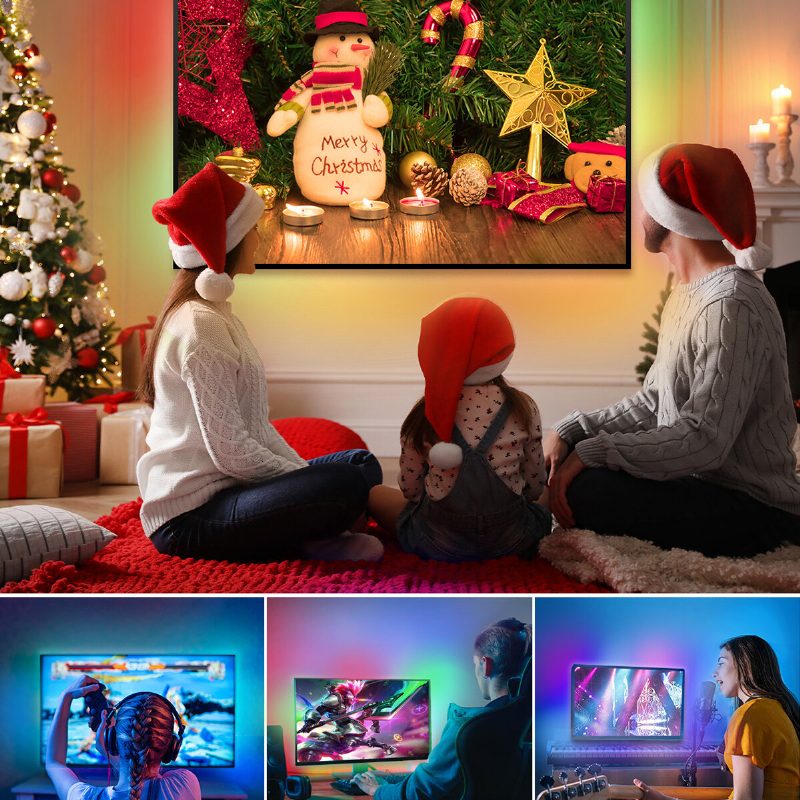 Blitzwill Bw-lb2 Wifi Tv Led Szalag 5 M Képernyő Szinkronizálás És Zene Szinkron Tv Fénysávval Ugyanazon A Képernyőn Bare Board Magic Color Vezérlődobozzal 2 Hdmi Kábel Smart Hangvezérlés Tápegység 12v/3a