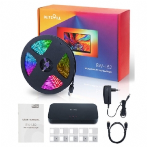 Blitzwill Bw-lb2 Wifi Tv Led Szalag 5 M Képernyő Szinkronizálás És Zene Szinkron Tv Fénysávval Ugyanazon A Képernyőn Bare Board Magic Color Vezérlődobozzal 2 Hdmi Kábel Smart Hangvezérlés Tápegység 12v/3a