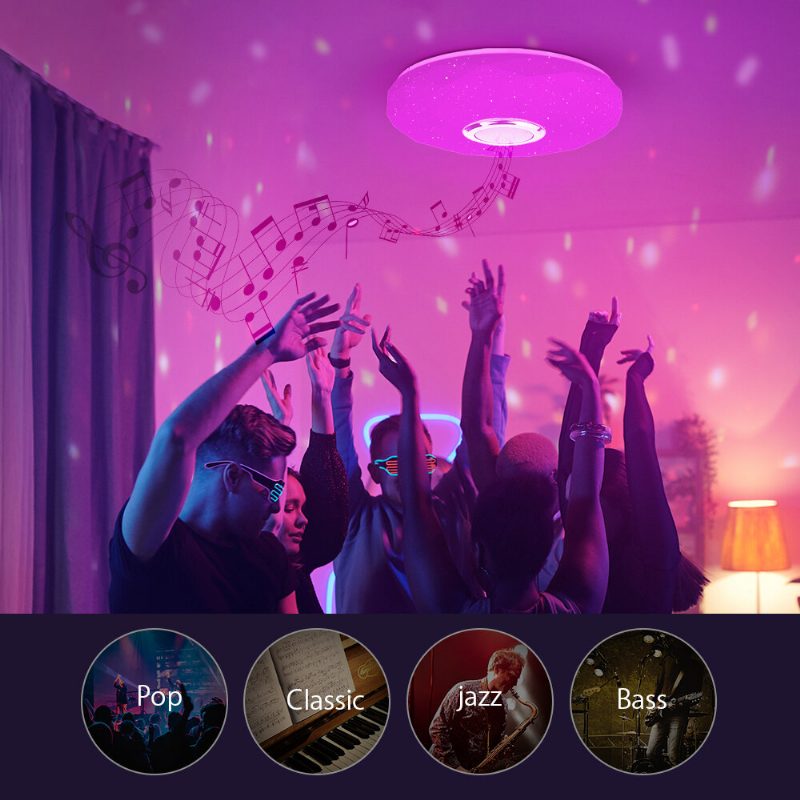 Bw-lt39 Led Intelligens Bluetooth Hangszóró Mennyezeti Lámpa Főfénnyel És Rgb Légköri Világítással 2700-6500k Állítható Hőmérséklet App Távirányító Party Zene Üzemmód Időzítési Funkció