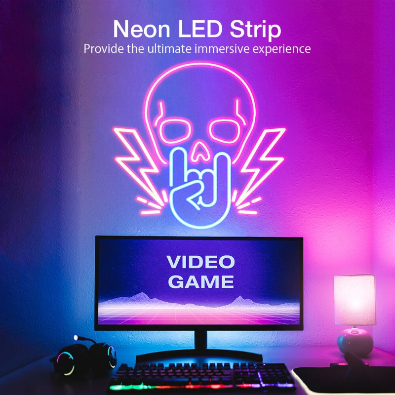 Bw-nl1 Neon Led Csíkos 3m Rgbic Lámpák Zeneszinkronizálással Diy Design App És Távirányító Dolgozzon Az Alexa Google Assistant Neoncsíkos Lámpával Nappali Játék Fali Dekorációhoz