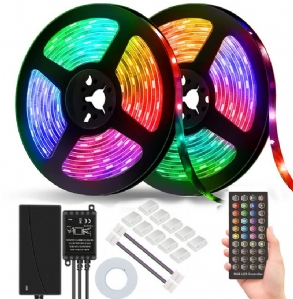 Dc12v 5m/10m 5050 Rgb Időzítő Funkciós Led Szalagfény Vízálló 40keys Távirányítóval + Zenevezérlővel