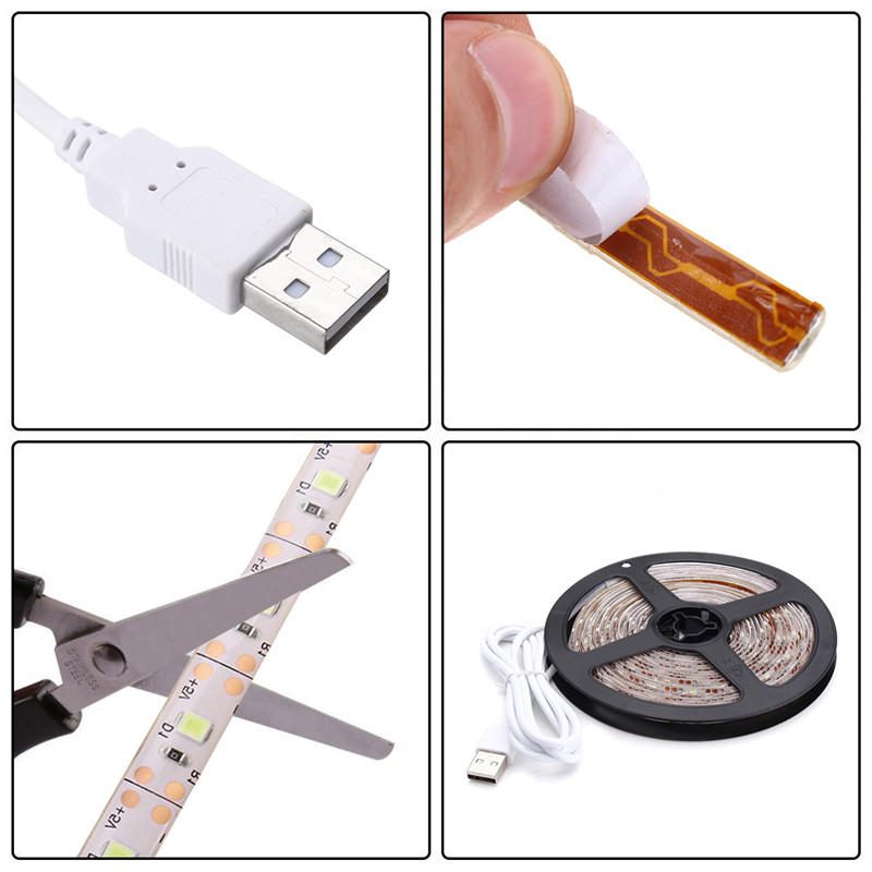 Dc5v 5m Usb 2835 Smd Tiszta Fehér Meleg Piros Kék Vízálló Led Szalagos Tv Háttérvilágítás