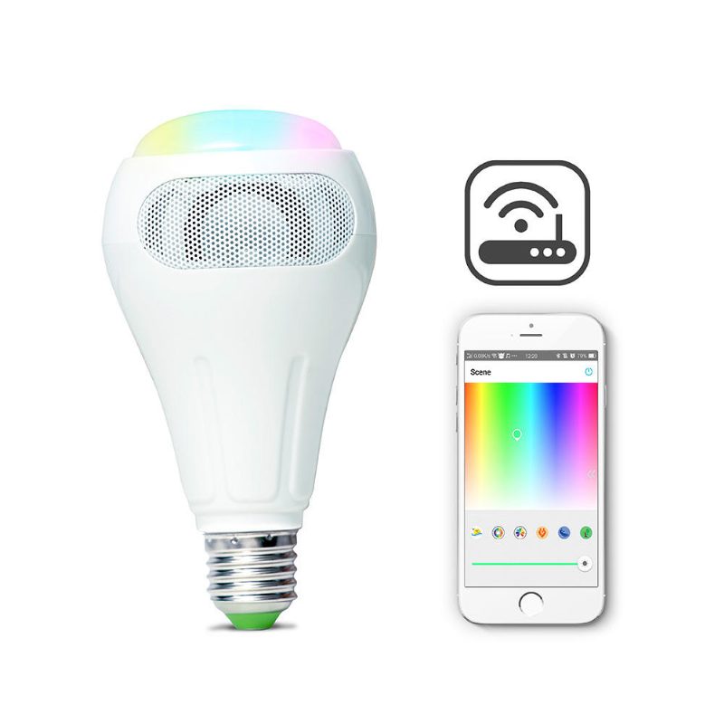 E27 12w Rgb+w+ww Smart Wifi App Control Led Izzóhangszóró Munkavégzés Alexa Ac110-240v