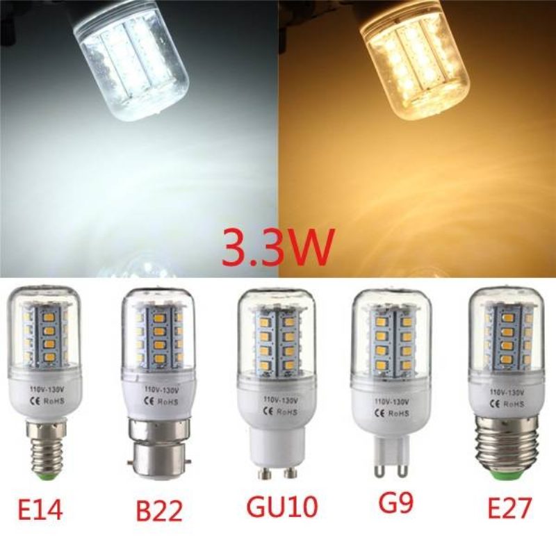 E27/e14/g9/gu10/b22 3.3w 30 Smd 2835 Led Kukorica Izzó Meleg Fehér/fehér 110v