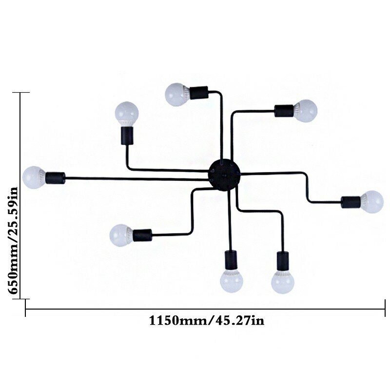 Elfland Industrial Edison 8 Lights Félig Süllyesztett Mennyezeti Lámpa E27 Vintage Kovácsoltvas Nagy Izzók Nélkül