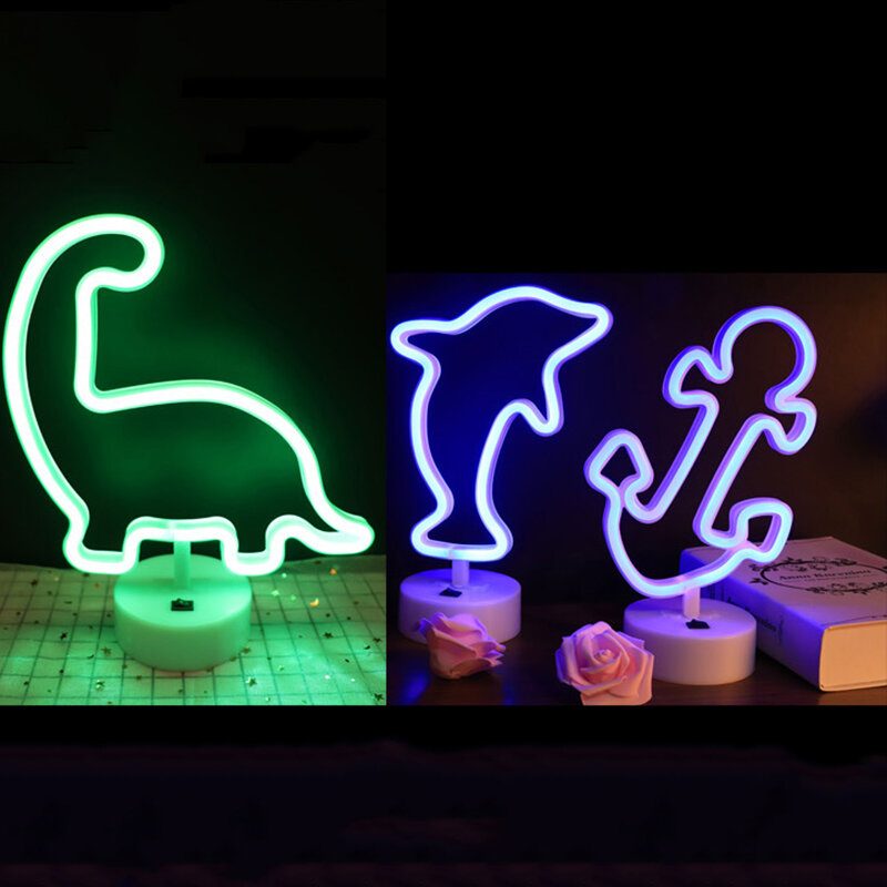 Frissítés Neon Night Light Rabbit Vibrato Anchor Bigmouth Bird Kreatív Éjszakai Fényfolt