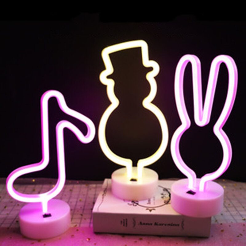 Frissítés Neon Night Light Rabbit Vibrato Anchor Bigmouth Bird Kreatív Éjszakai Fényfolt