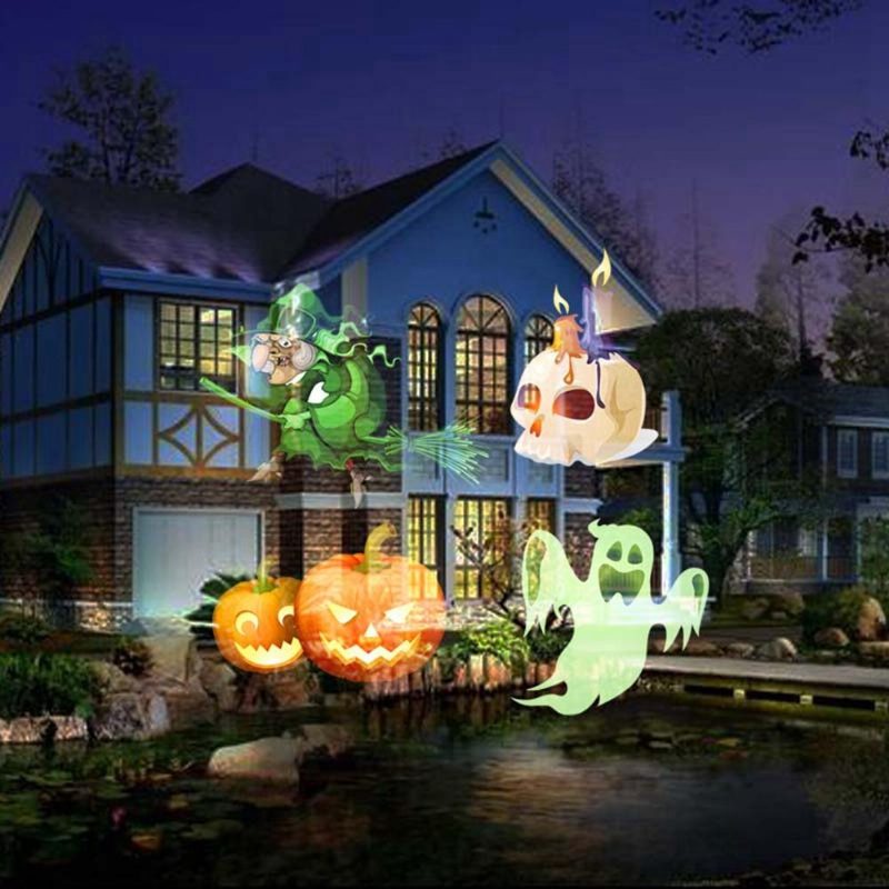 Hordozható 6 W-os Usb 12 Színes Mintás 6 Led-es Forgó Zseblámpa Halloween Karácsonyi Parti Bár Dekoráció