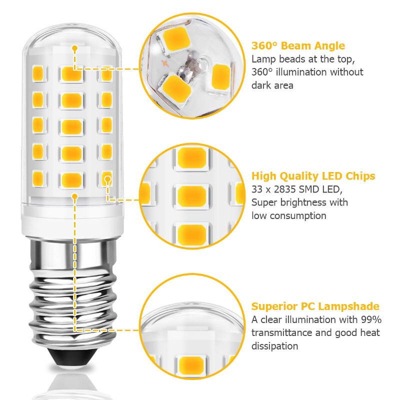 Kingso 5db Ac 230v 5w 3000k E14 Led Kukorica Izzó Kapszula Fény 360° Világító Lámpa