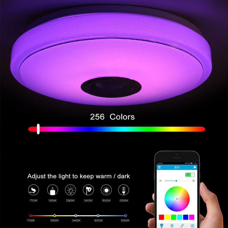 Modern Rgb Led Mennyezeti Lámpa Otthoni Világítás App Bluetooth Music Light Hálószoba Intelligens + Távirányító