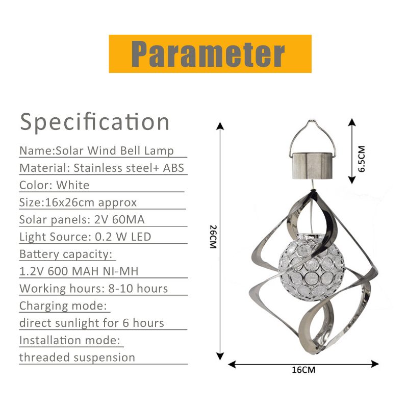 Napenergiával Működő Szélcsengő Fényű 7 Színváltó Led-es Kerti Függő Spinner Lámpa