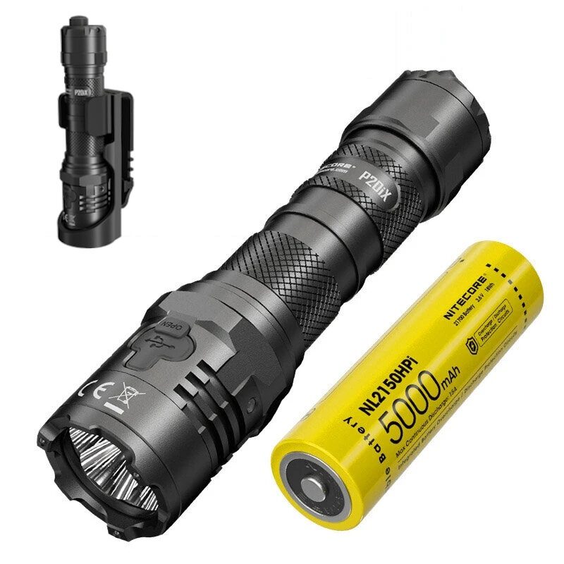 Nitecore P20ix 4000 Lumen Usb-c Újratölthető Zseblámpa 21700 Akkumulátorral Nagy Fényáramú Professzionális Taktikai Zseblámpával Nth20 Molle Tokkal