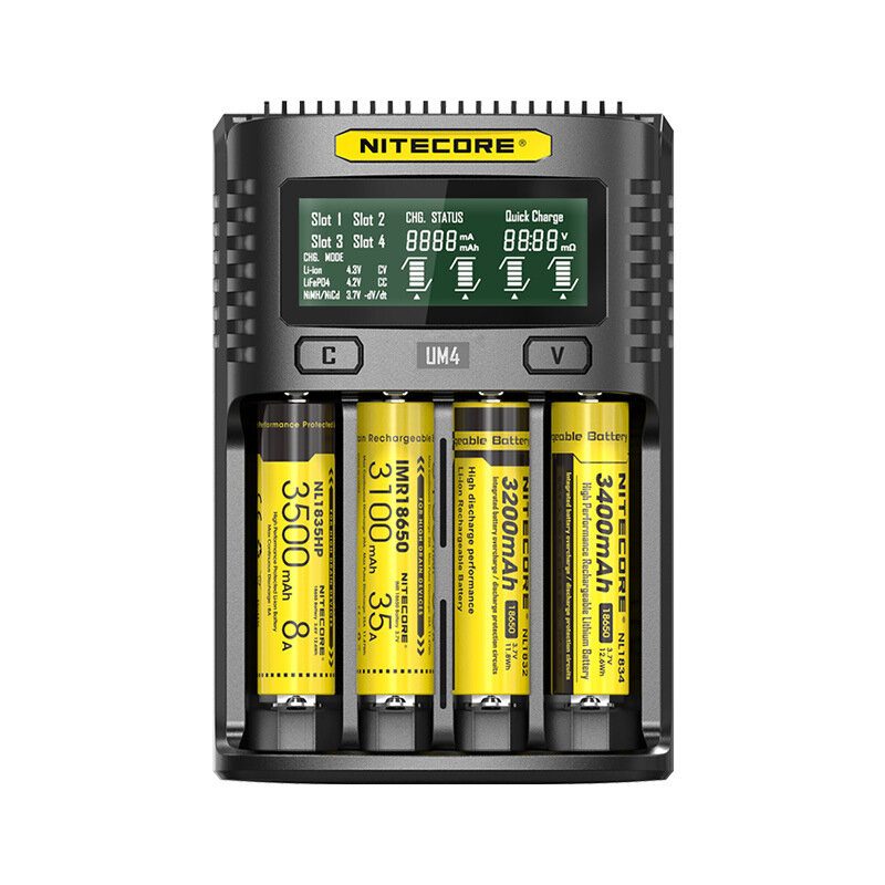 Nitecore Um4/um2 Lcd Képernyős Kijelző Lítium Akkumulátor Töltő 4 Foglalatos Usb Intelligens Gyors