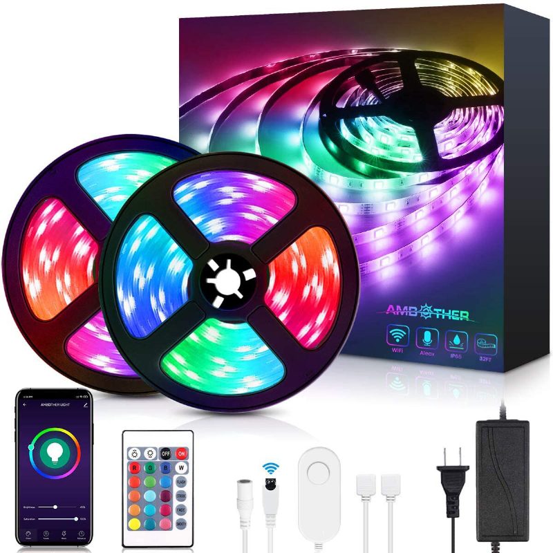 Rgb Led Szalagos Lámpák 32.8 Láb Wifi Led Fénycsíkok Ünnepi Karácsonyi Díszek Működik Az Alexa Google Assist Dekorációkkal Fényekkel