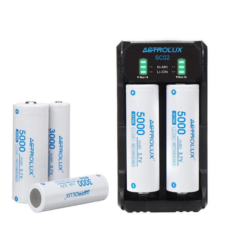 Sc02 Type-c Qc 3.0 Gyorstöltő Usb-akkumulátortöltő Kettős Nyílású Li-ion/imr/inr/icr Ni-mh Ni-cd 21700 18650 26650 Elemlámpa Elemhez