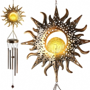 Solar Wind Chimes Kovácsoltvas Szélharangok Hold Vetítés Függő Kültéri Dekoráció Retro Bronz Fém