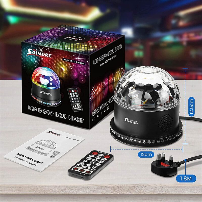 Solmore Dome Crystal Magic Ball Bluetooth Távirányítós Színpadi Lámpa