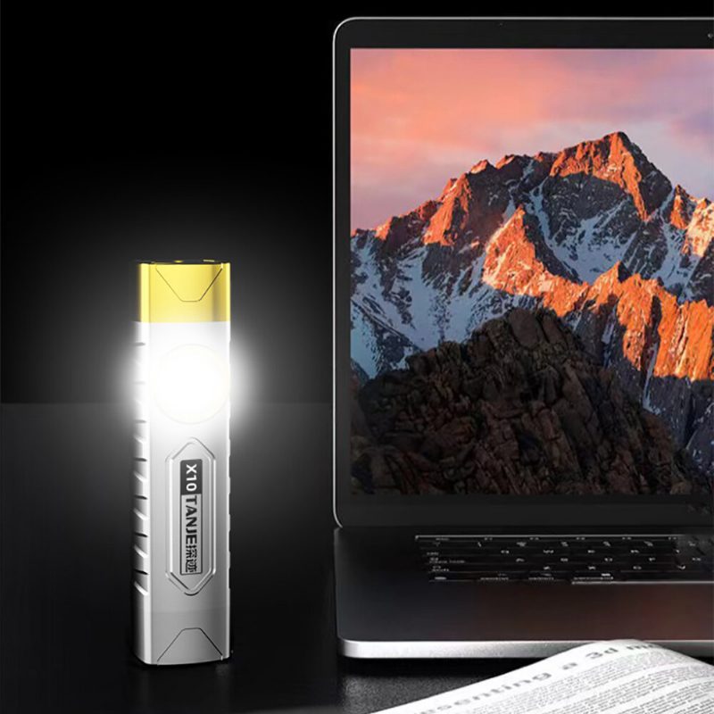 Tanje X10 T8 2000 Mah Usb Újratölthető Led Zseblámpa Fényes Cob Oldalsó Lámpával Ipx6 Vízálló Hordozható Led Kliptartóval