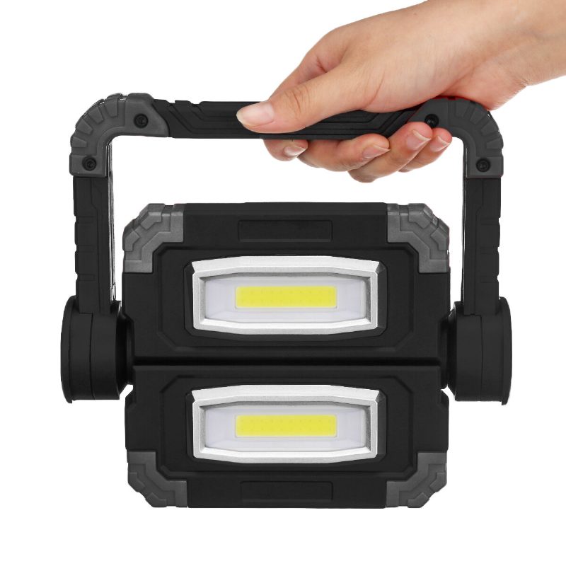 Új Usb Újratölthető Kültéri Hordozható Munkalámpa Keresőlámpa Kétfejű Cob Camping Light Esésgátló Árvíztábor Spotlámpa