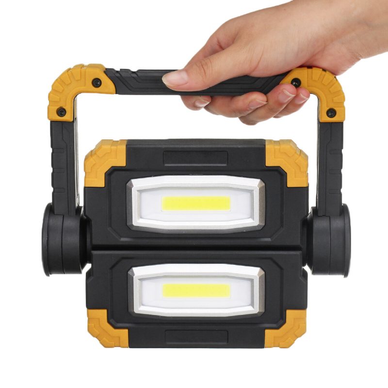 Új Usb Újratölthető Kültéri Hordozható Munkalámpa Keresőlámpa Kétfejű Cob Camping Light Esésgátló Árvíztábor Spotlámpa