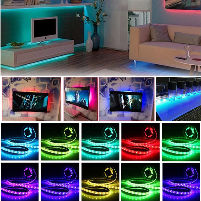 Usb Dc5v Smd5050 Rgb Led Fehér Szalagos Tv Háttérvilágítás Távirányítóval Nem Vízálló