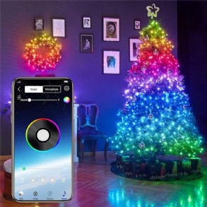 Usb Fairy Lights Led Füzérfények Zene Szinkronizálás Bluetooth App Telefon Beltéri Kültéri Csillogó Lámpák 32.8ft Függő Függönyfüzér Színváltó Csillagos